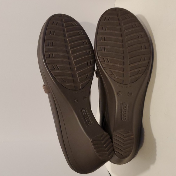Crocs Ginger Mary Jane Wedge Heels Slip On In Brown Size 10 - Picture 8 of 12